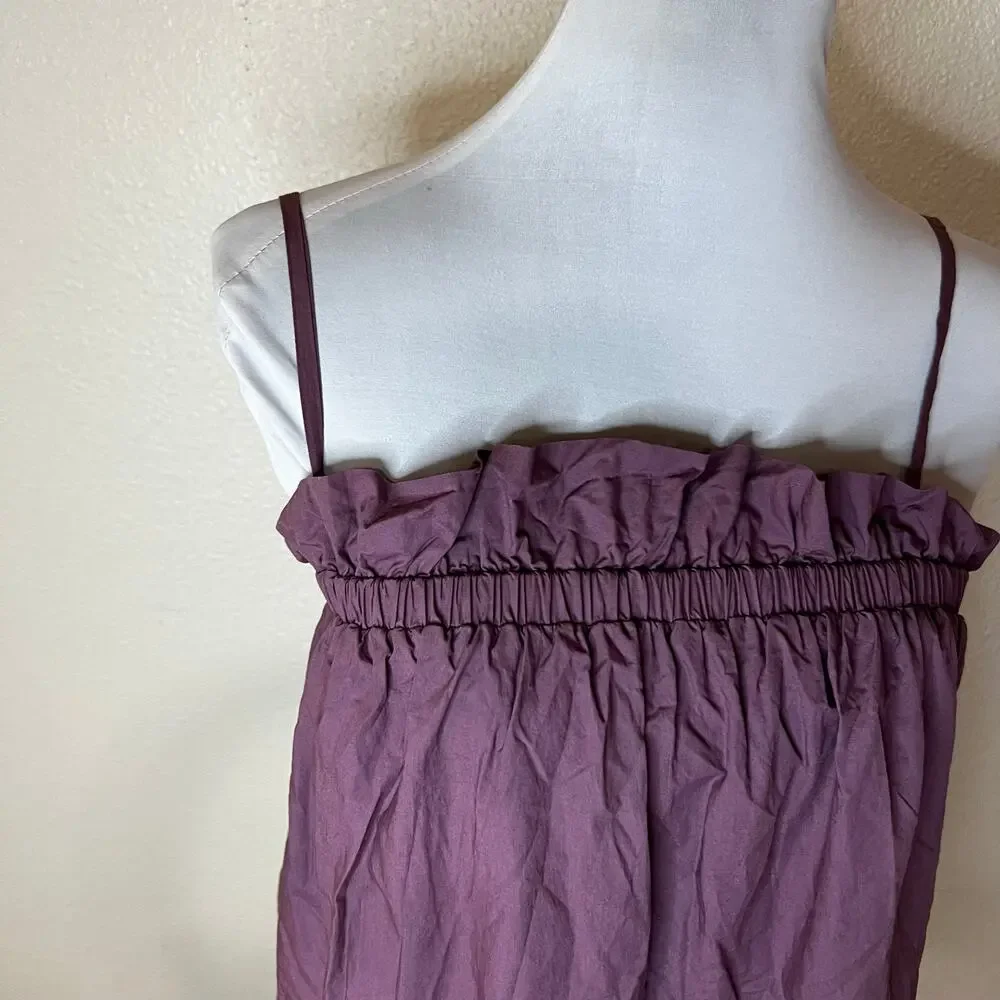 Essentiel Antwerp Bubu Elasticated Ruffle Top Dirty Purple cotton WOMENS 36 US 4